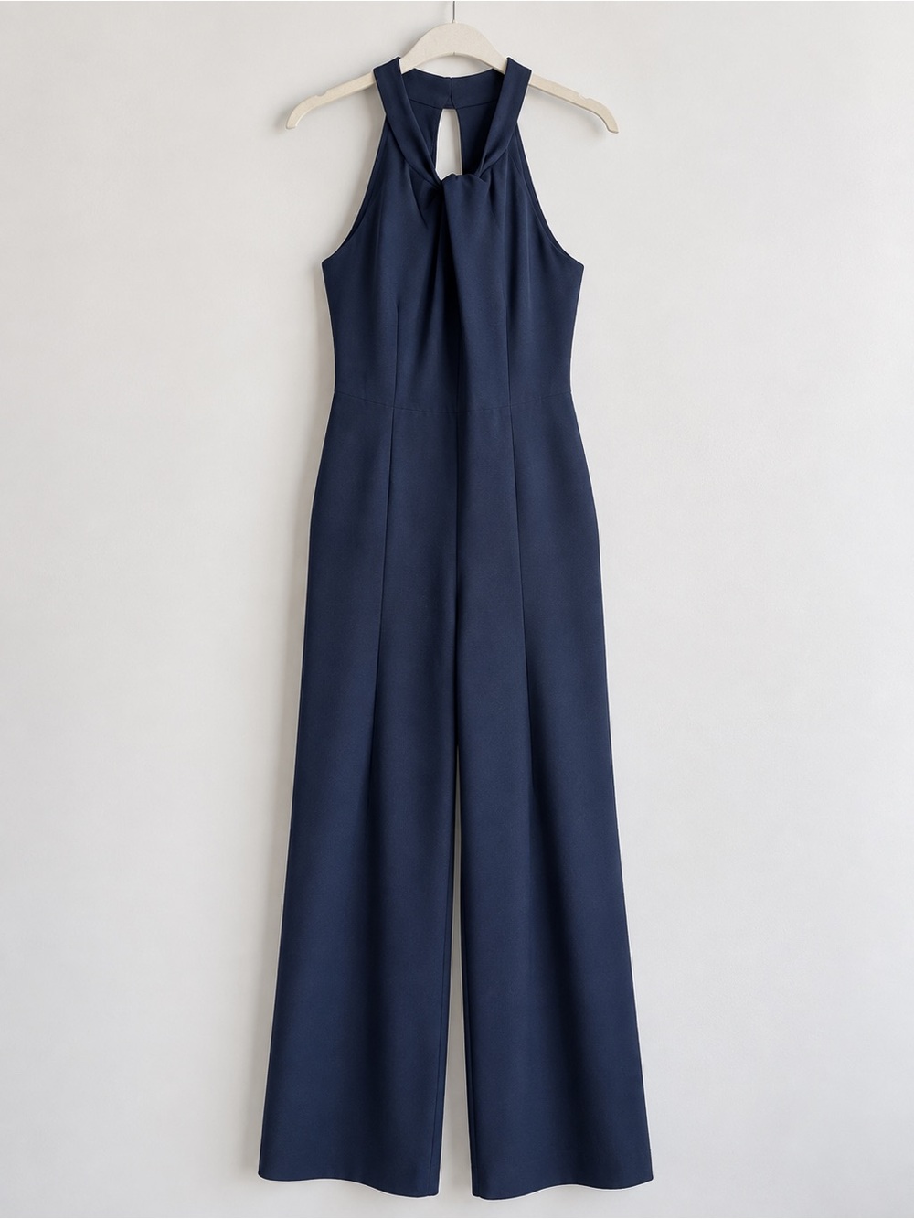 Julia Jordan Navy Halter Wide Leg Jumpsuit Size 10 Draped Neck Formal Evening